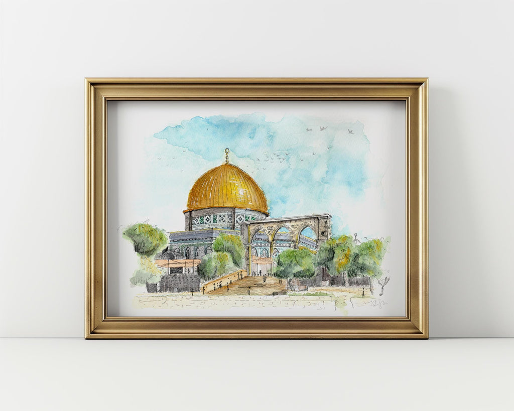 Dome of the Rock  -  Watercolour Painting Print