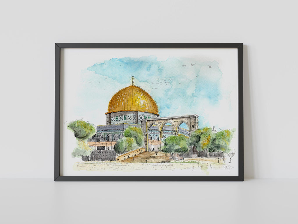 Dome of the Rock  -  Watercolour Painting Print
