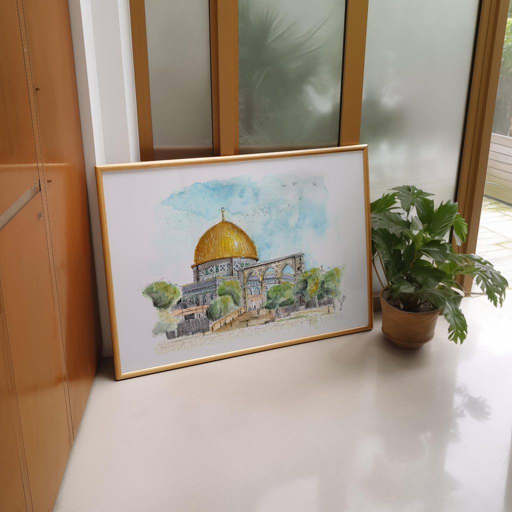 Dome of the Rock  -  Watercolour Painting Print