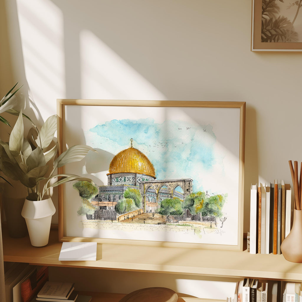 Dome of the Rock  -  Watercolour Painting Print