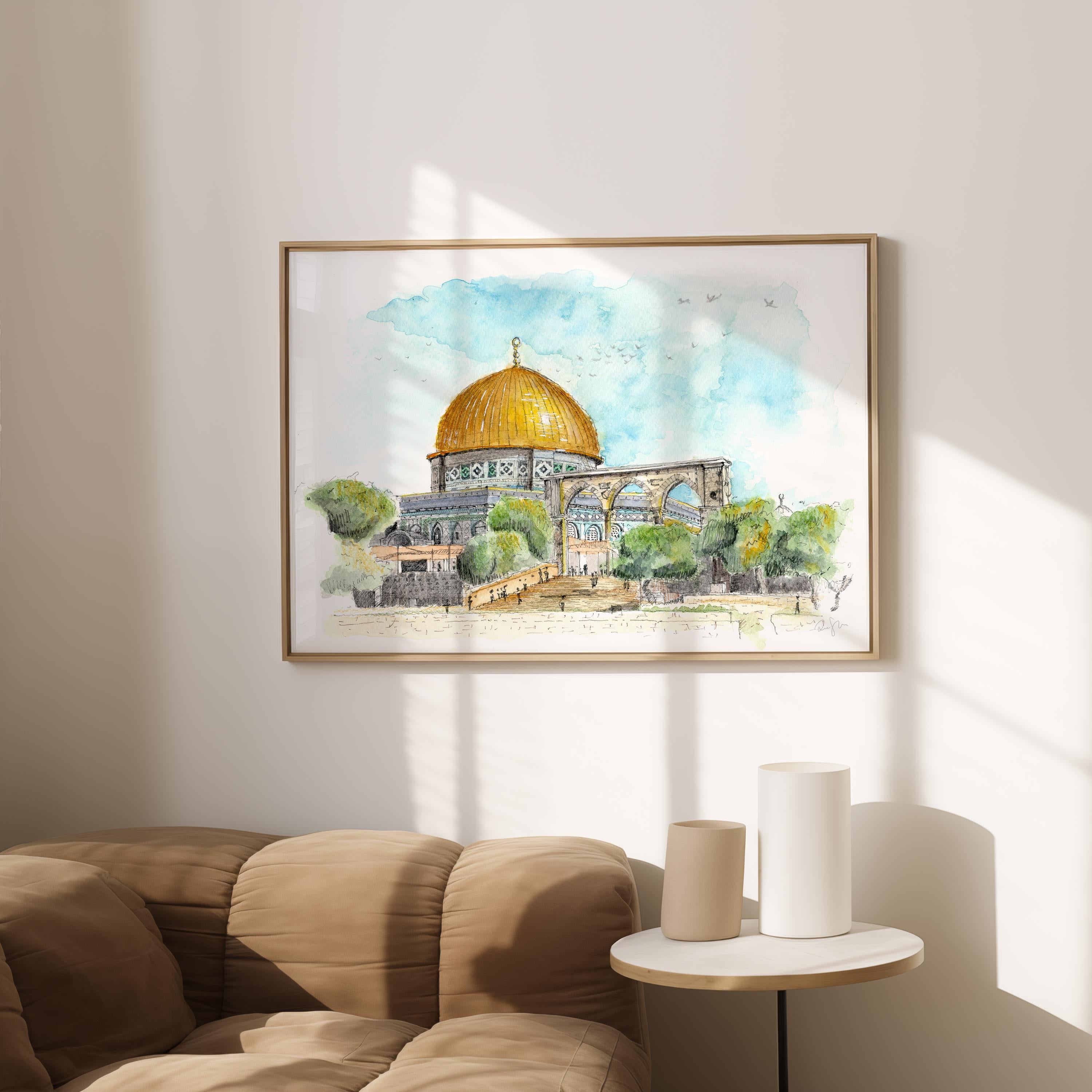 Dome of the Rock  -  Watercolour Painting Print